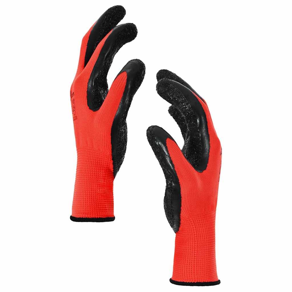 Arbeitshandschuhe 12 pcs Rot und Schwarz 7 / S Latexbeschichtung