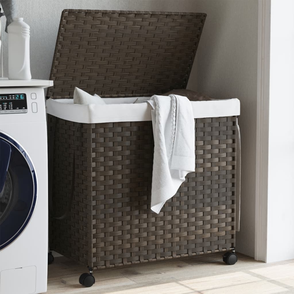 Wäschekorb mit Rollen 60x35x60,5 cm Rattan