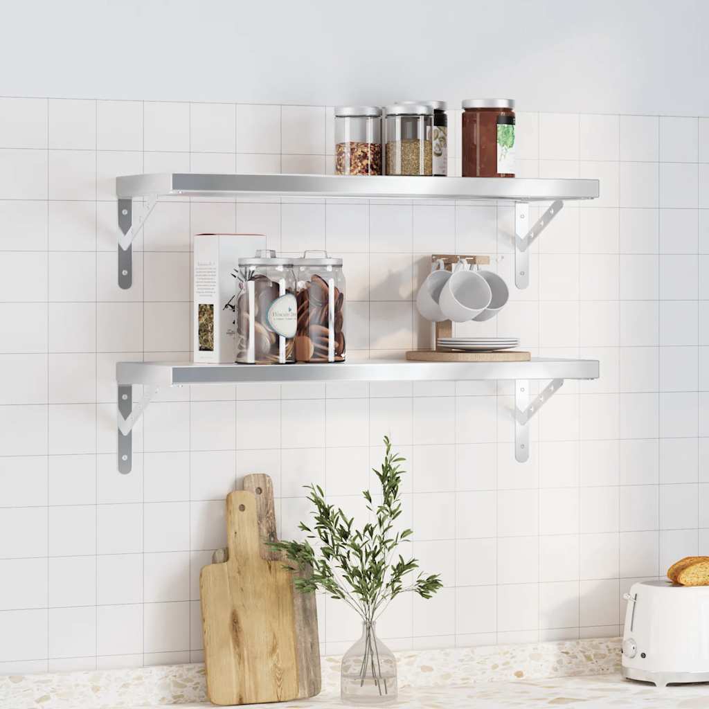 Wandregale 2 Stk. 100x40 cm Silbern Edelstahl