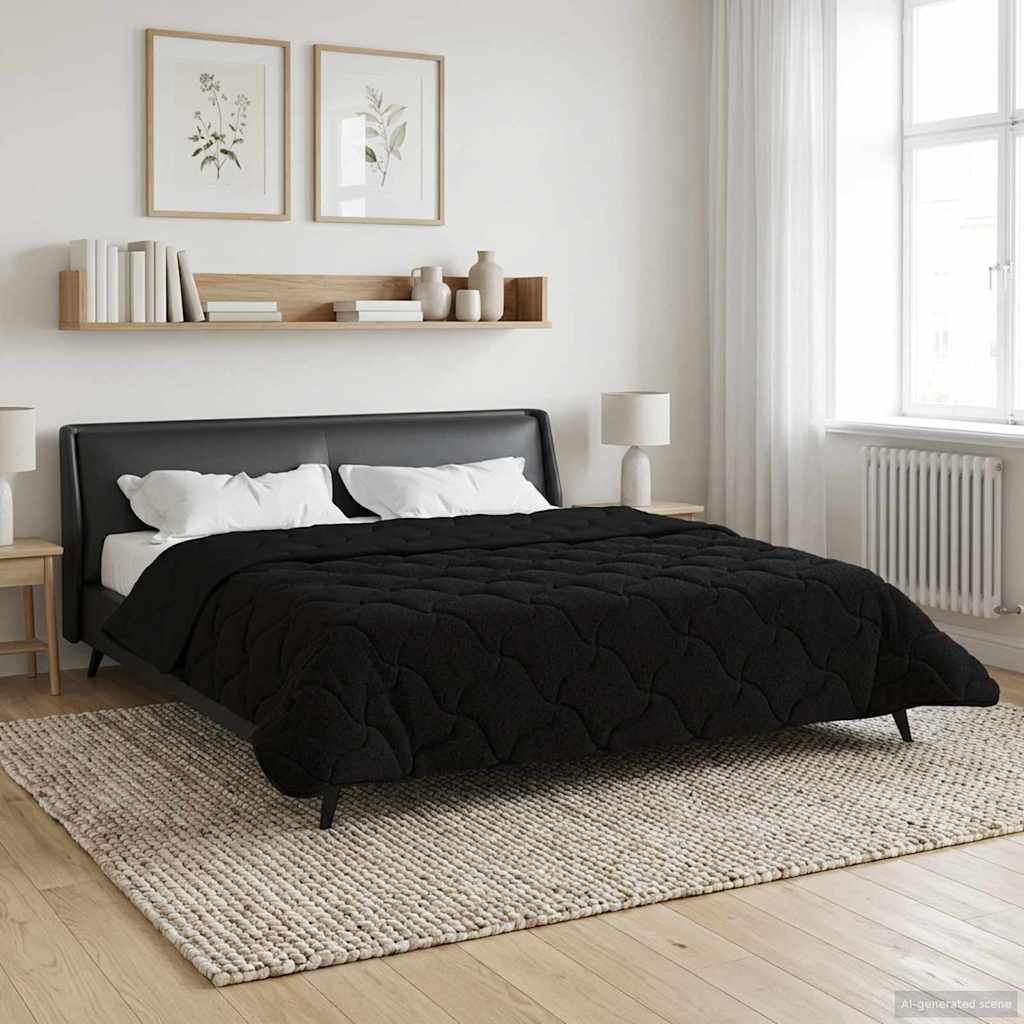 Sommerdecke Anthrazit 135 x 200 cm Mikrofaser und Teddy-Fleece