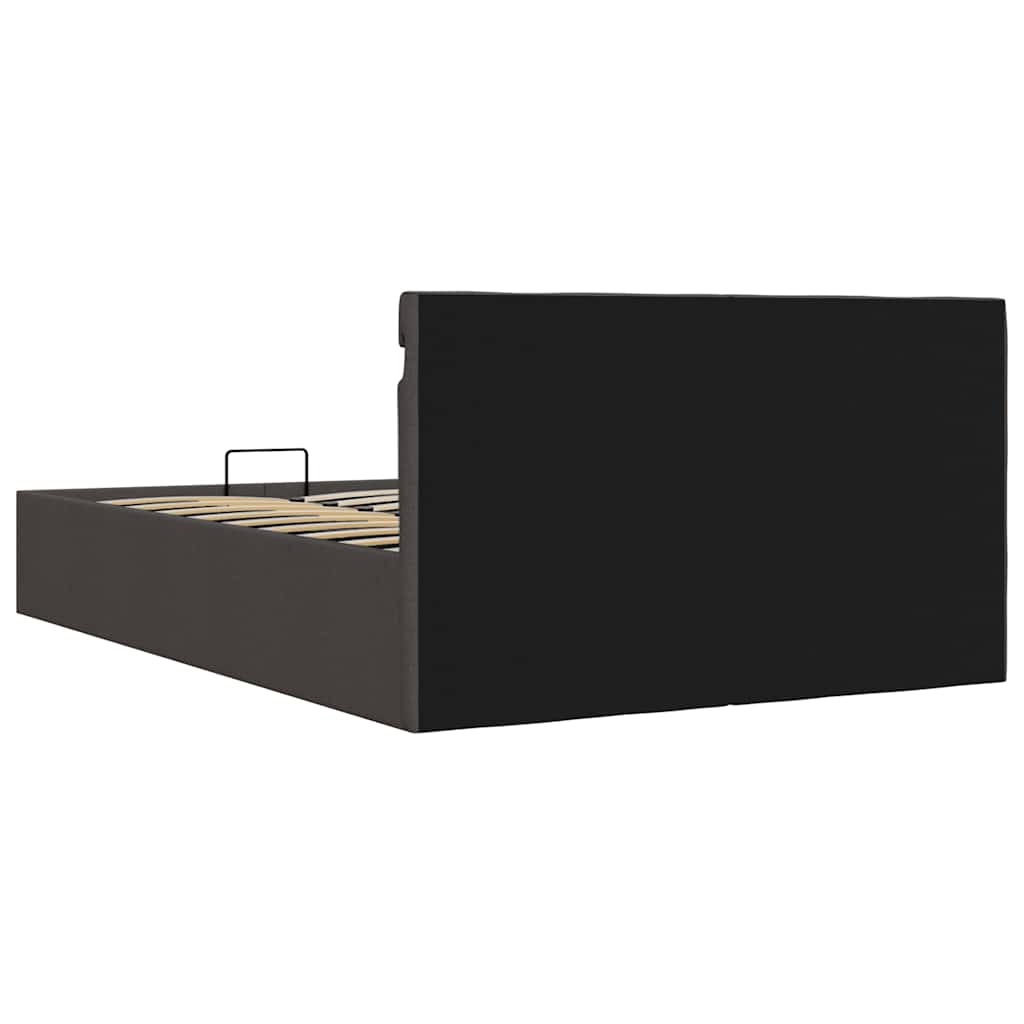 Bett mit Bettkasten Hydraulisch LED Dunkelgrau Stoff 90x200 cm