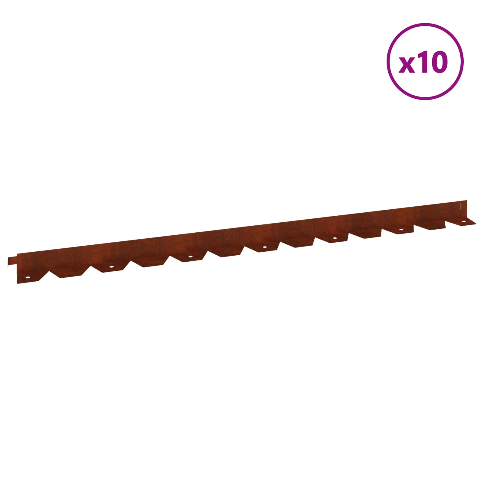 Raseneinfassung 10 pcs 102 x 4 x 4 cm Stahl Schwarz