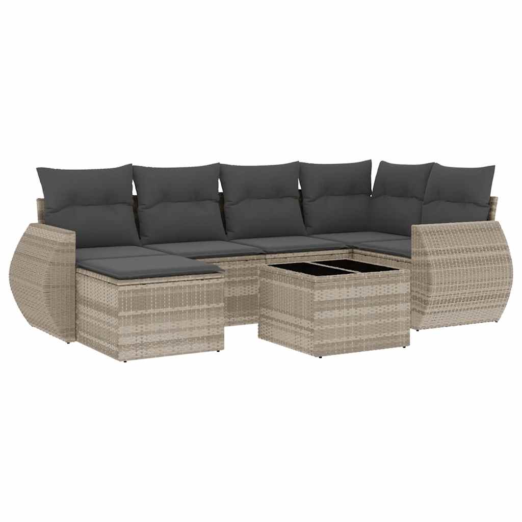 6-tlg. Garten-Sofagarnitur mit Kissen Schwarz Poly Rattan