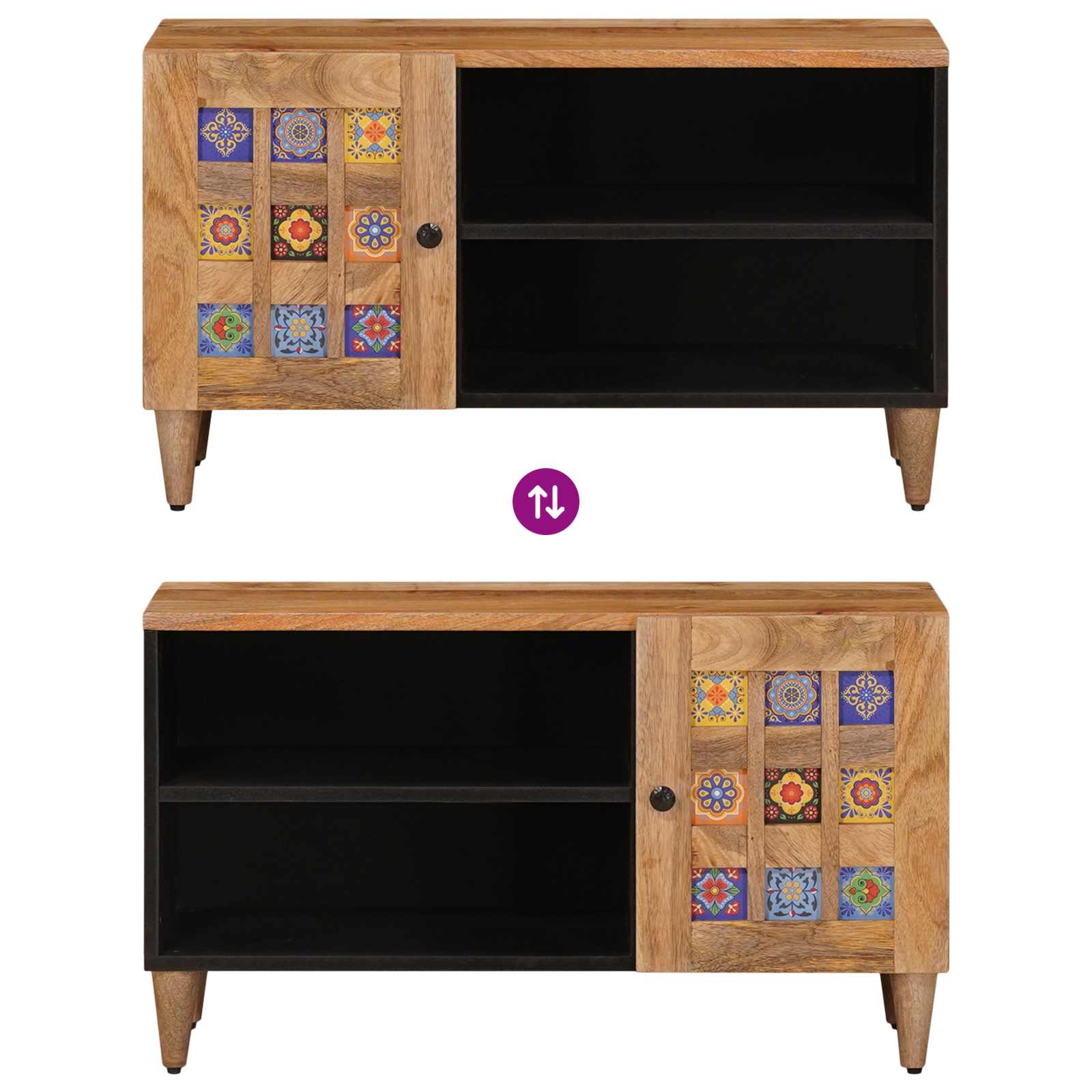 TV-Schränk mit Tür Walnuss 80 x 33 x 46 cm Massivholz Mango