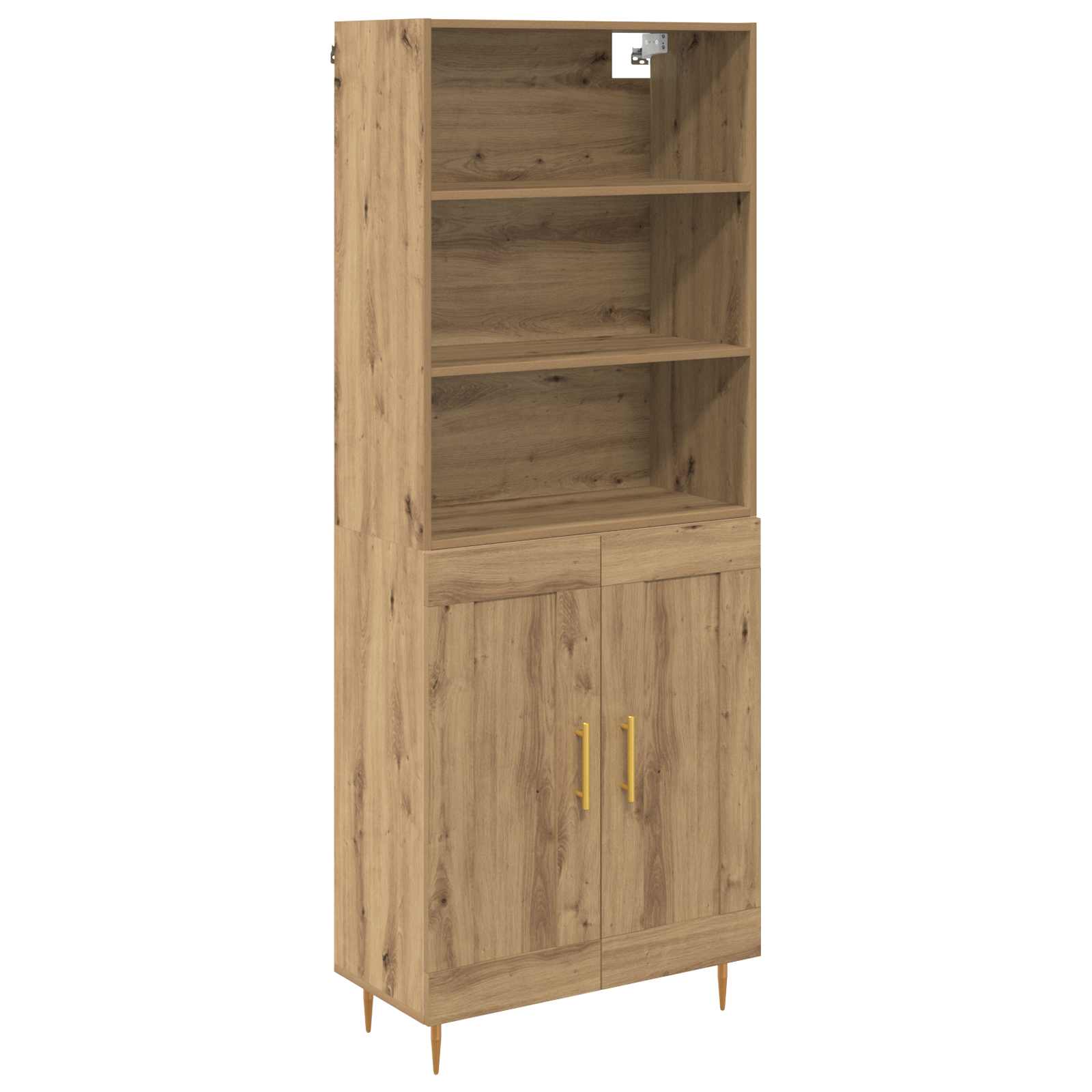 Highboard Hochglanz-Weiß 69,5x34x180 cm Holzwerkstoff