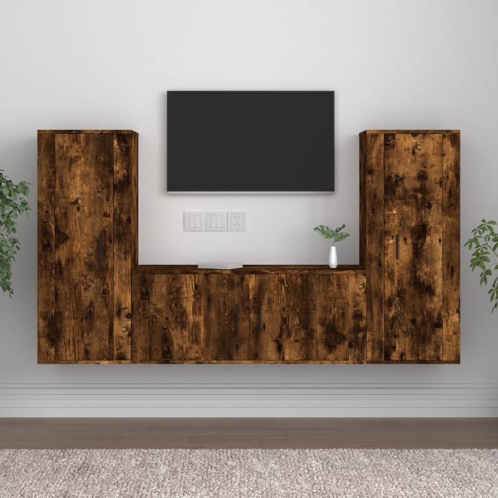 3-tlg. TV-Schrank-Set Weiß Holzwerkstoff