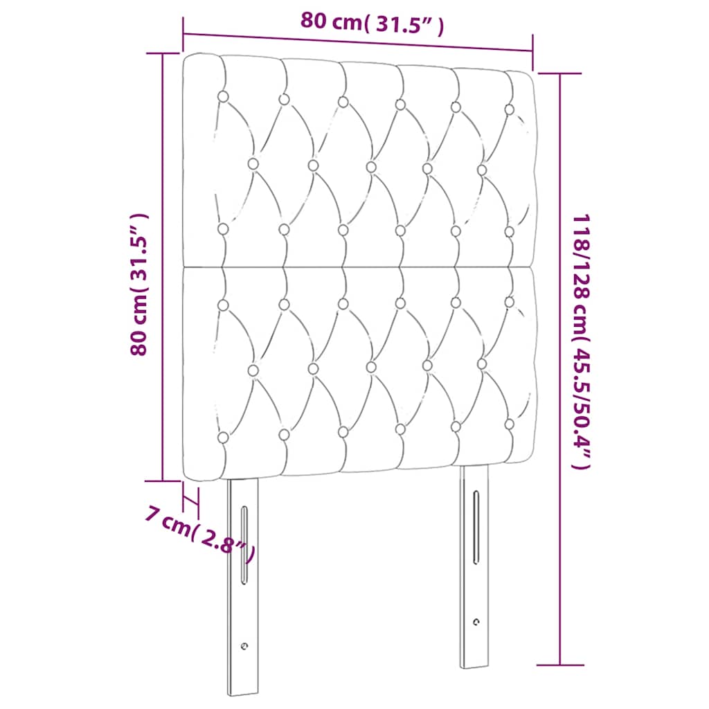 Kopfteil Hellgrau 80x7x118/128 cm Samt