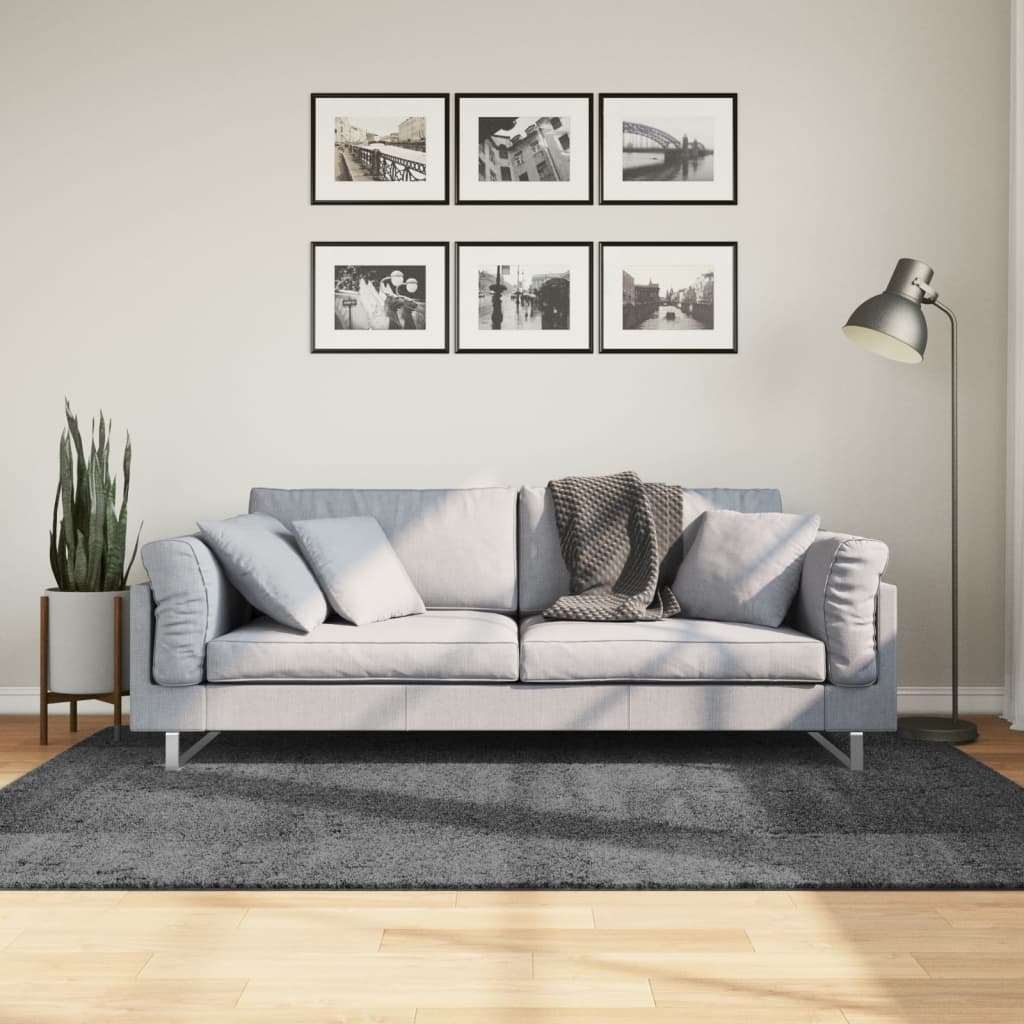 Teppich OVIEDO Kurzflor Anthrazit 120x120 cm