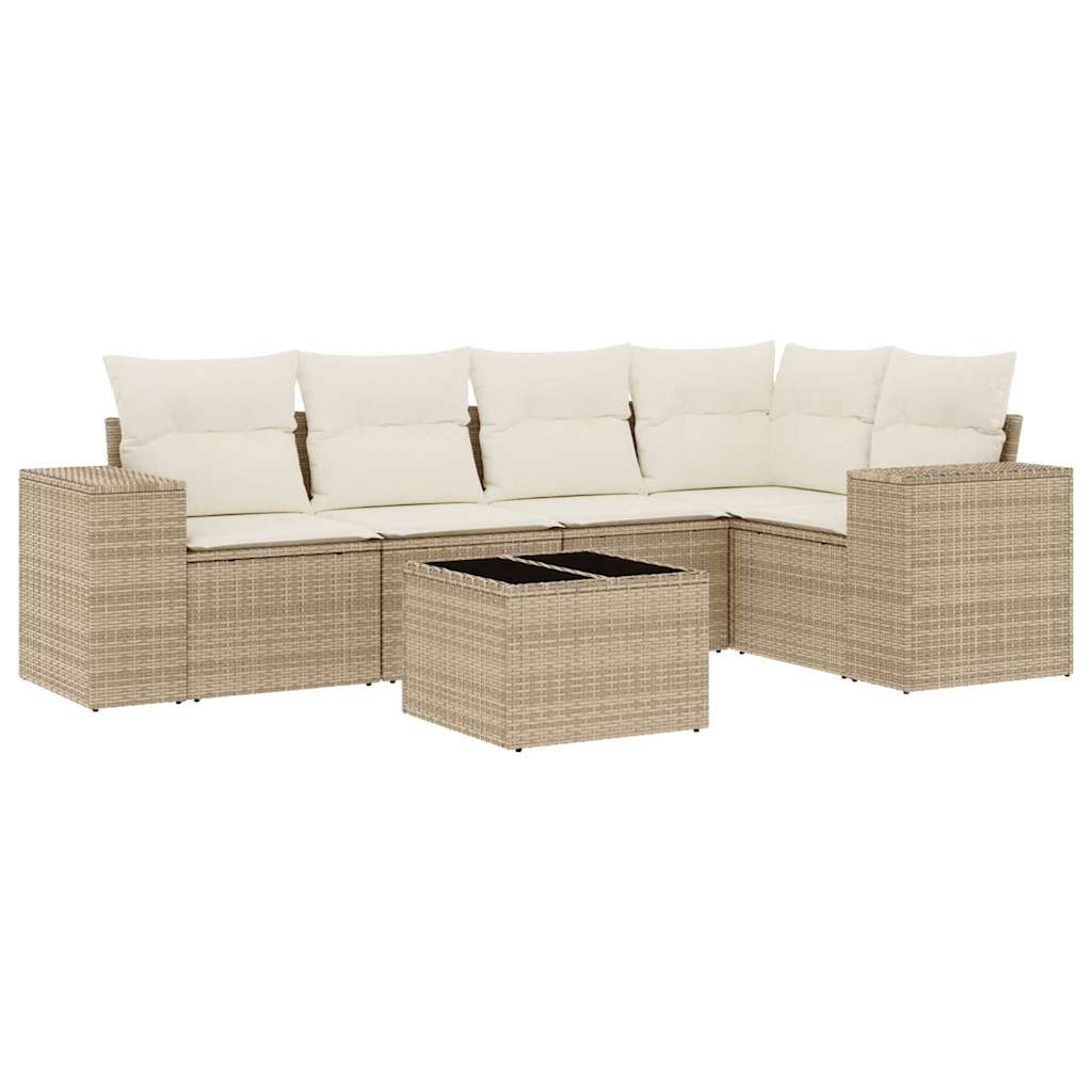 5-tlg. Garten-Sofagarnitur mit Kissen Schwarz Poly Rattan