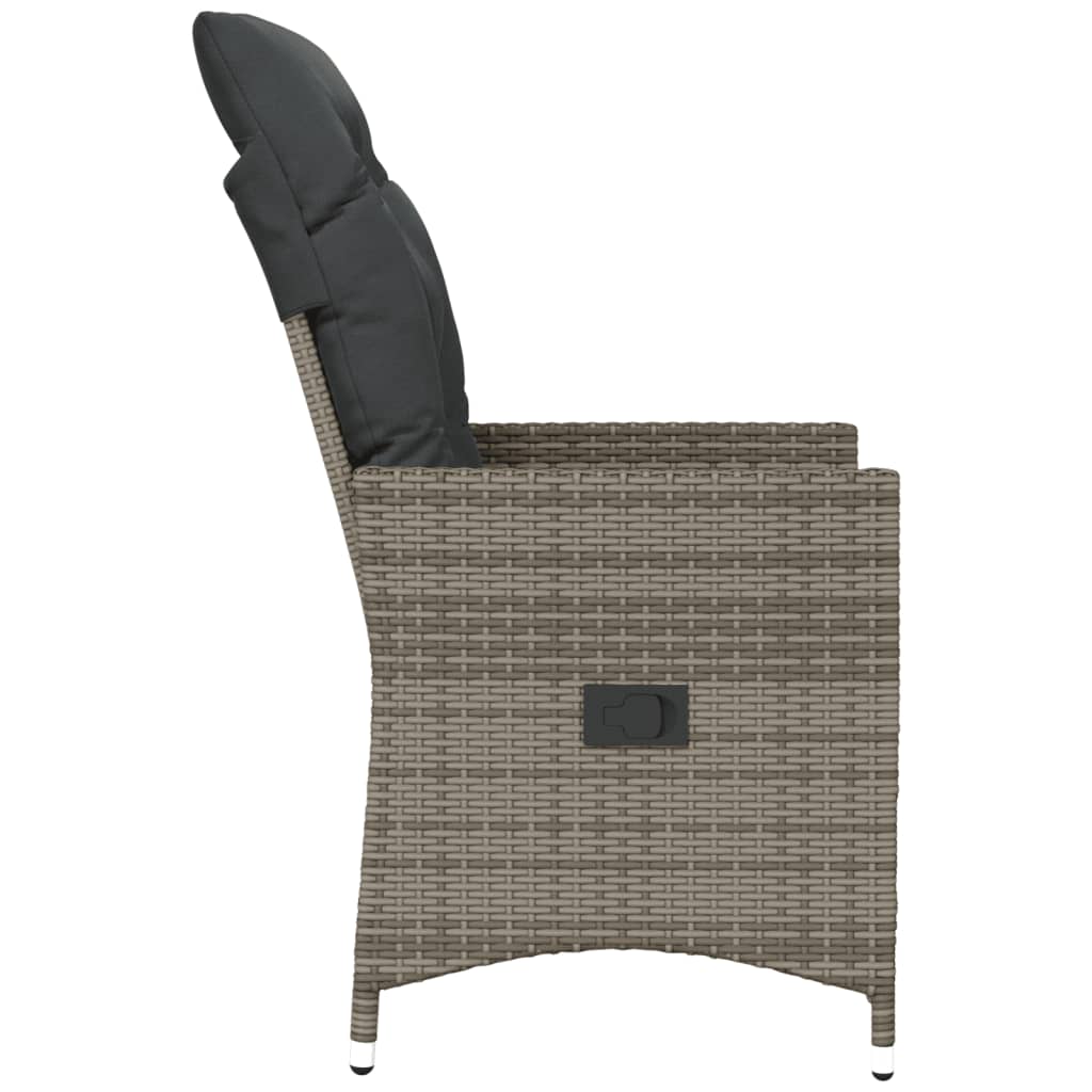 Gartensessel Verstellbar mit Kissen Schwarz Poly Rattan