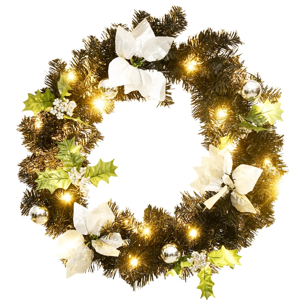 Weihnachtskranz mit LED-Lichtern Grün 60 cm PVC