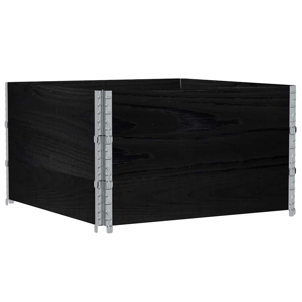 Paletten-Aufsatzrahmen Schwarz 80x60 cm Massivholz Kiefer
