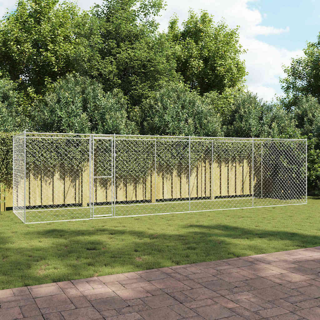 Hundezwinger mit Tür Grau 2x2x1,5 m Verzinkter Stahl