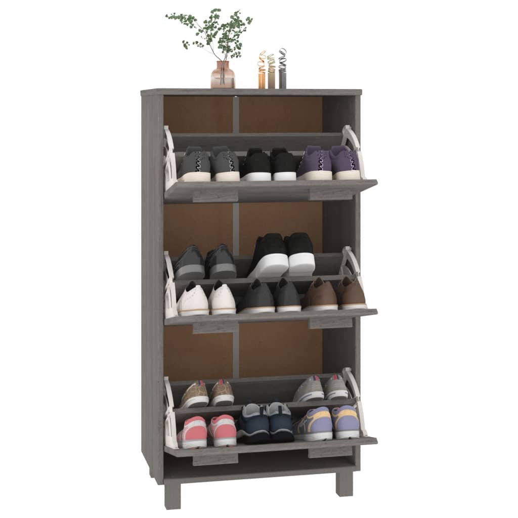 Schuhschrank HAMAR Honigbraun 59,5x35x117 cm Massivholz Kiefer