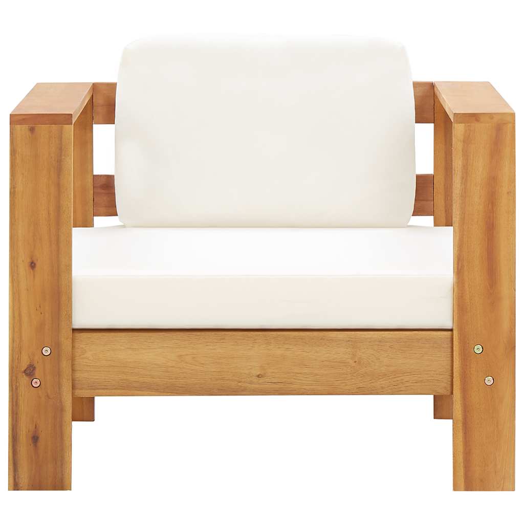 2-tlg. Garten-Lounge-Set mit Cremeweißen Kissen Akazienholz