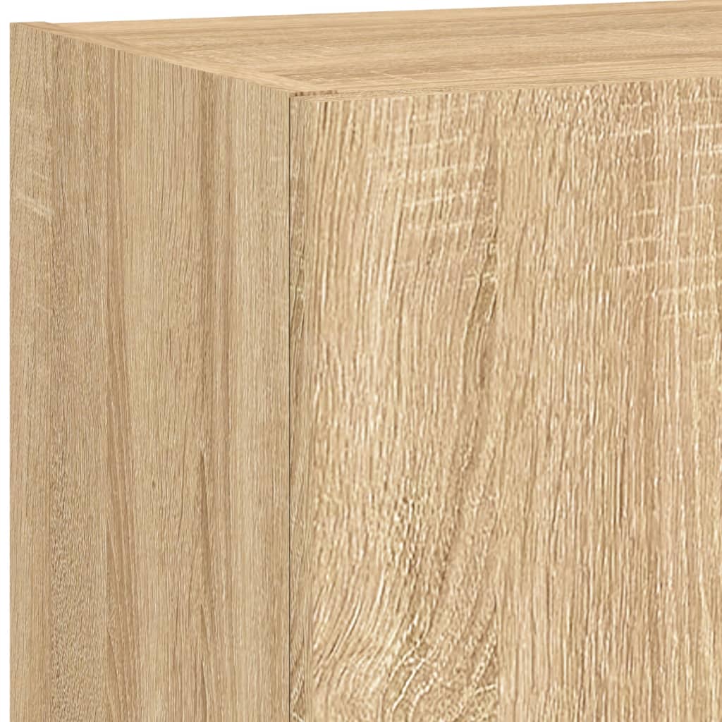 5-tlg. Wohnwand mit LED-Beleuchtung Weiß Holzwerkstoff