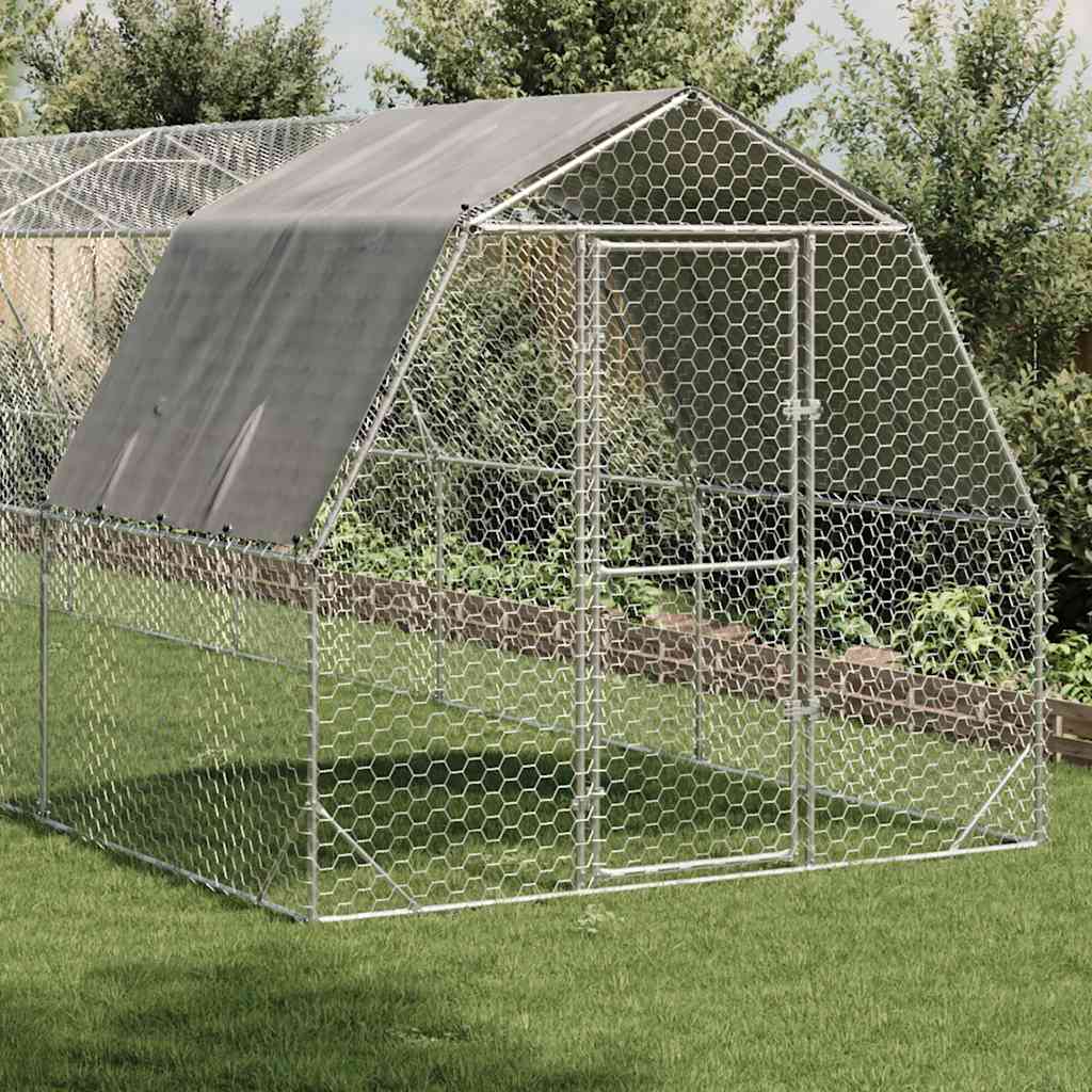 Hühnerstall mit Dach 2,5x4x2,25 m Verzinkter Stahl
