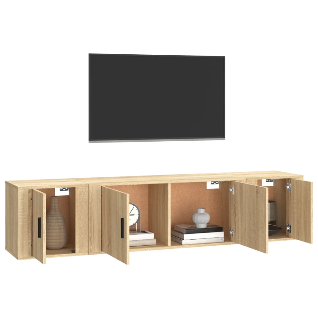 3-tlg. TV-Schrank-Set Weiß Holzwerkstoff