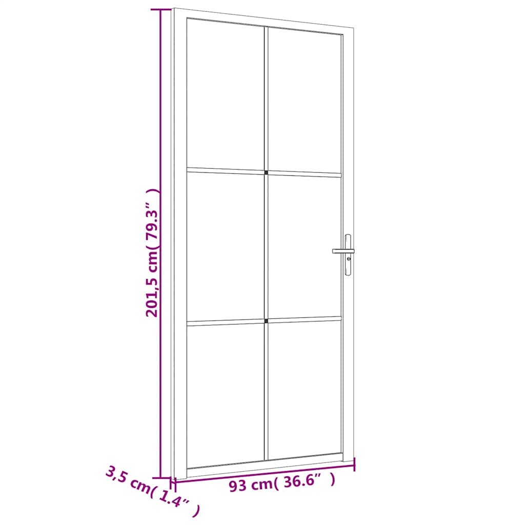 Innentür ESG Glas und Aluminium 76x201,5 cm Schwarz