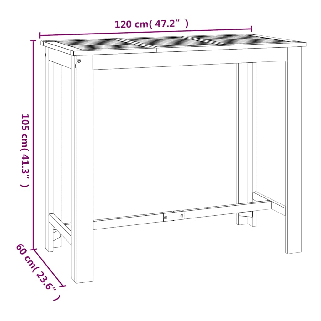 Garten-Bartisch 60x60x105 cm Massivholz Akazie