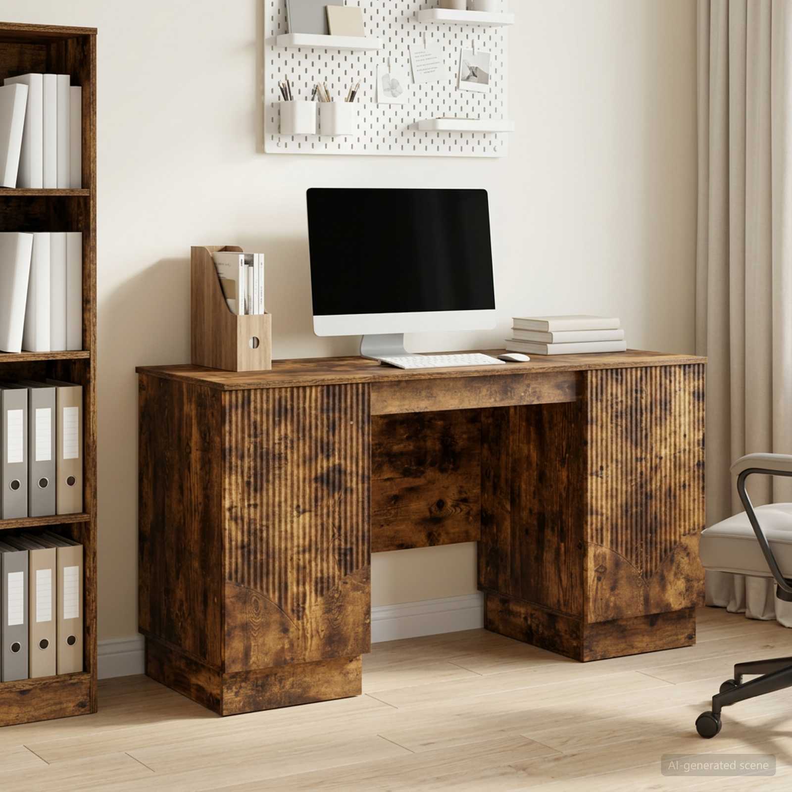Schreibtisch mit Regal Schwarz 142,5 x 50 x 75 cm Holzwerkstoff