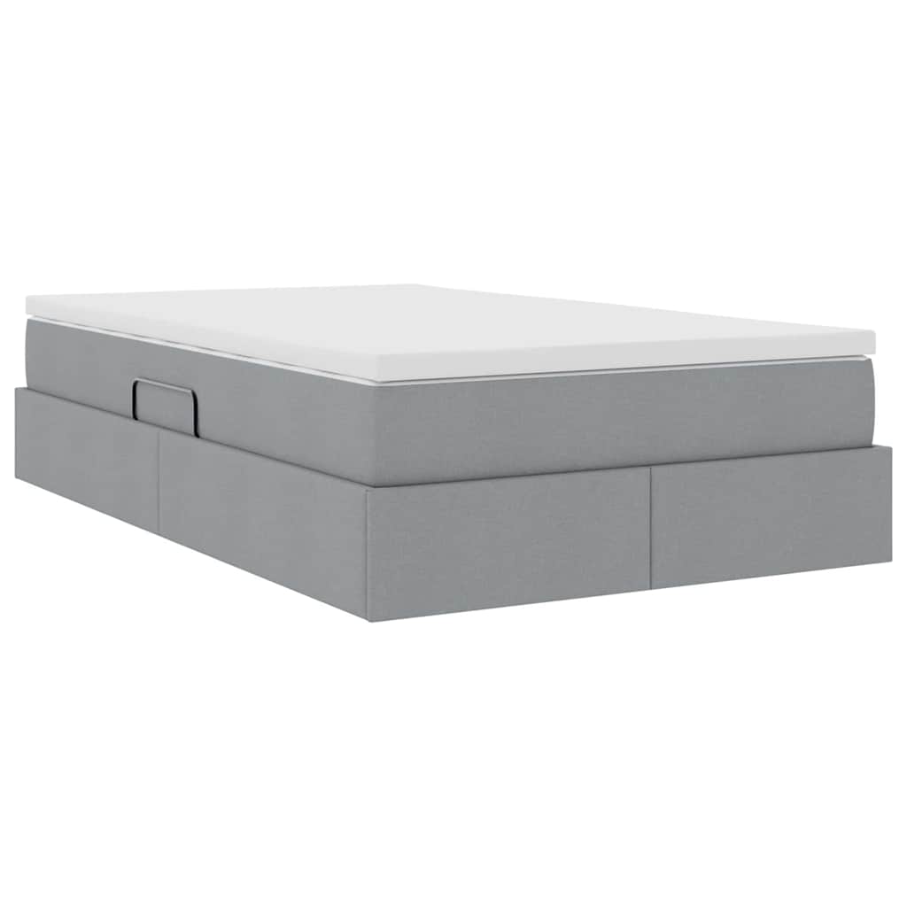 Aufbewahrungsbett mit Matratze Hellgrau 90 x 190 cm Polyester