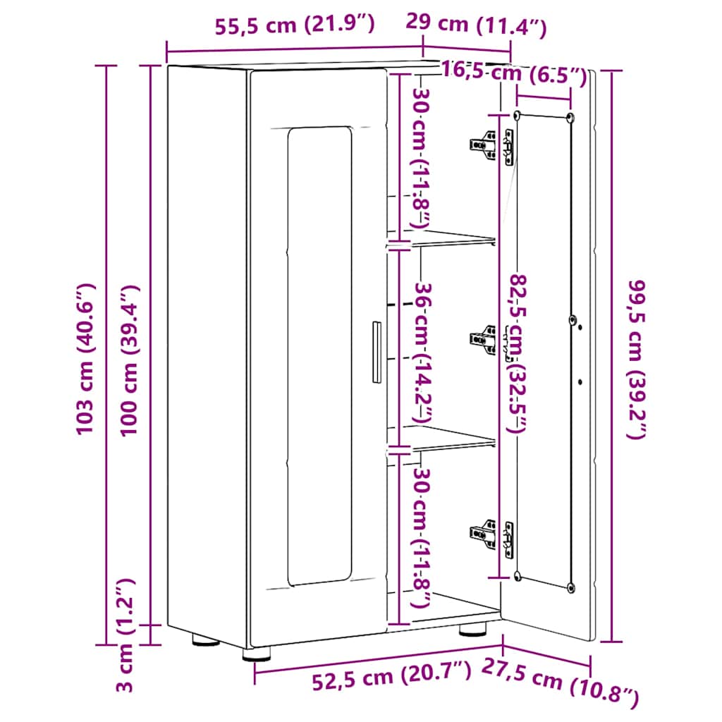Highboard mit Regal FLORIN Weiß 60 x 35 x 182 cm Holzwerkstoff