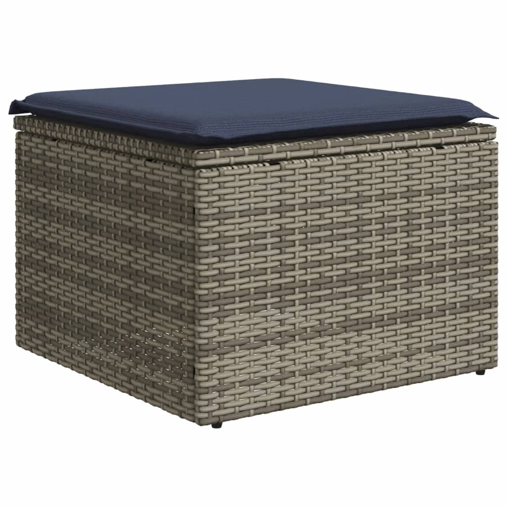 10-teiliges Gartensofa-Set mit Kissen, schwarzes Polyrattan