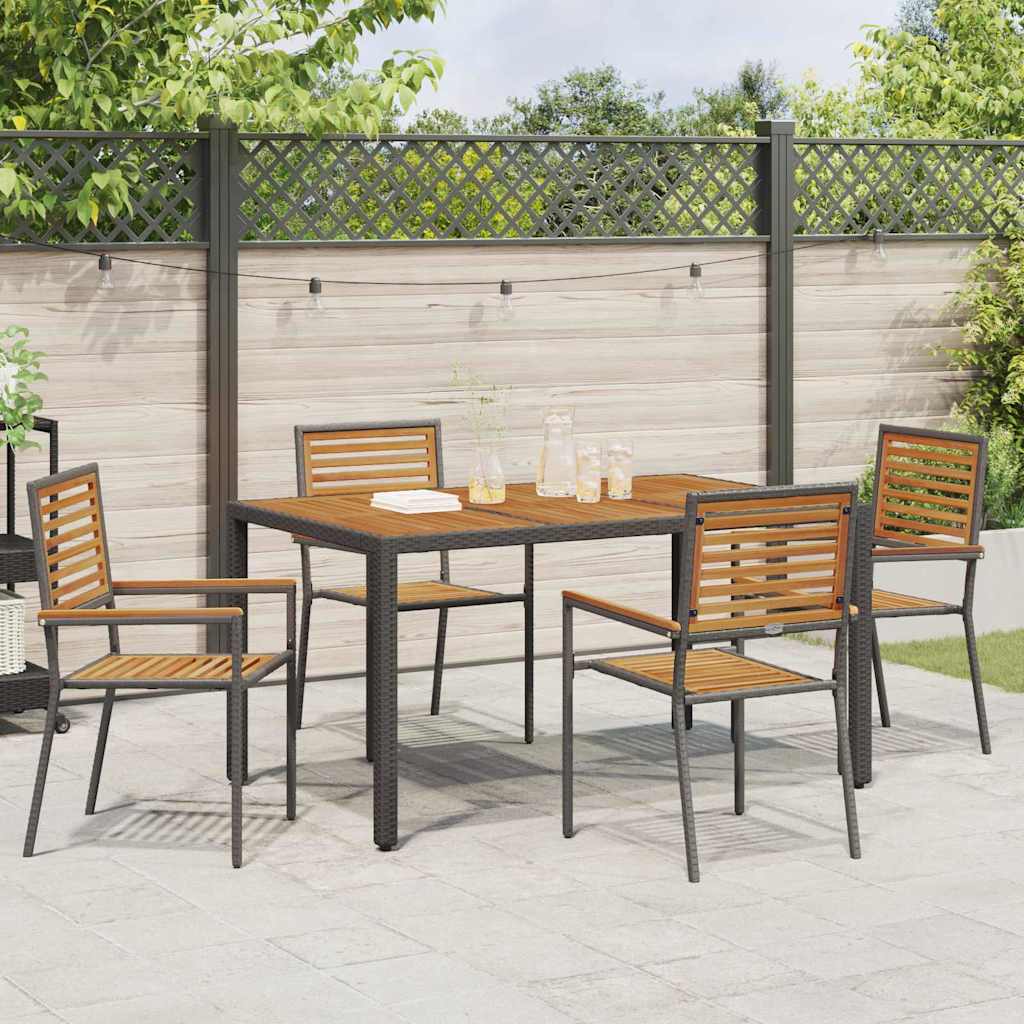 Garten Essgruppe 3 pcs Schwarz und Braun Poly-Rattan