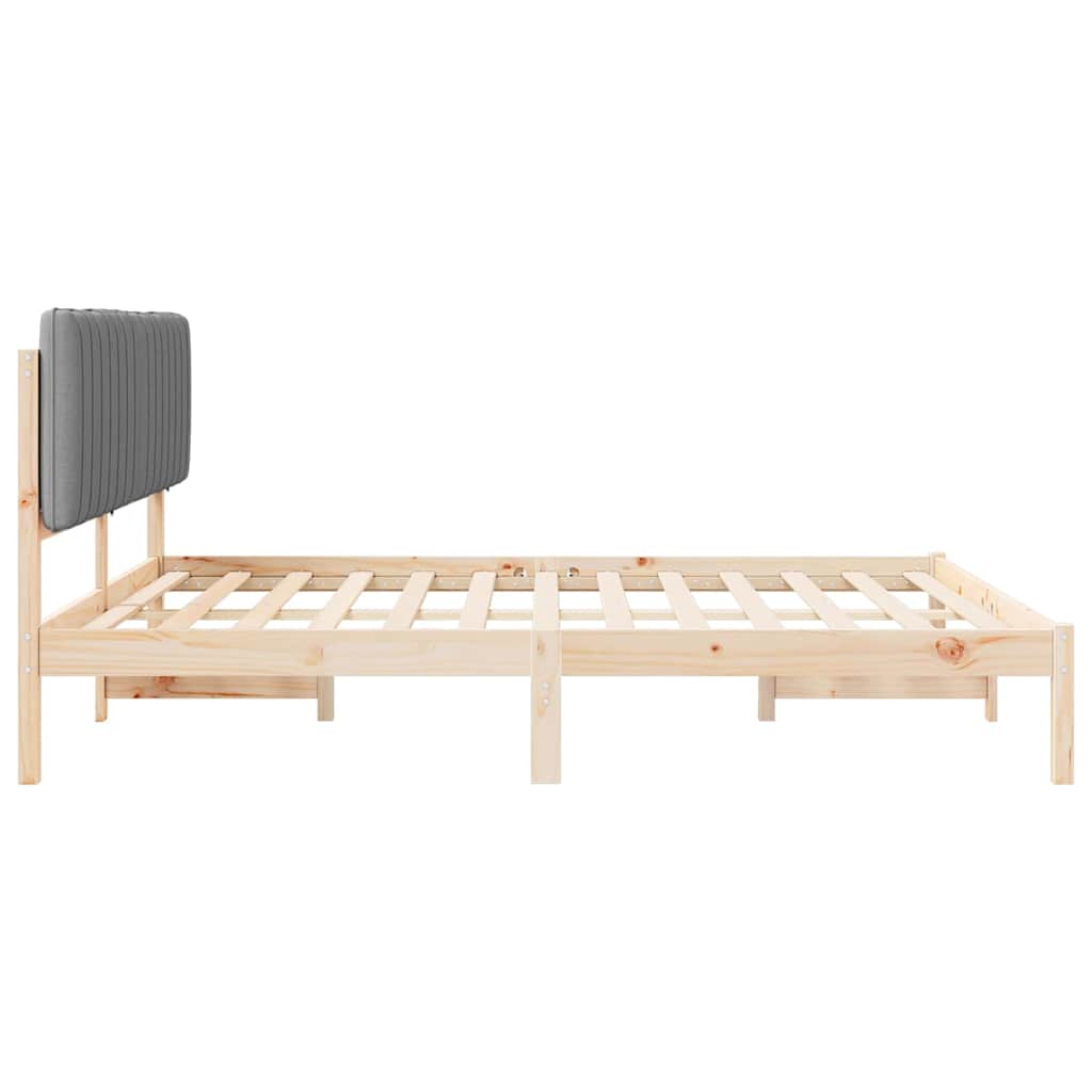 Bettgestell mit gepolstertem Kopfteil Hellgrau 200 x 200 cm