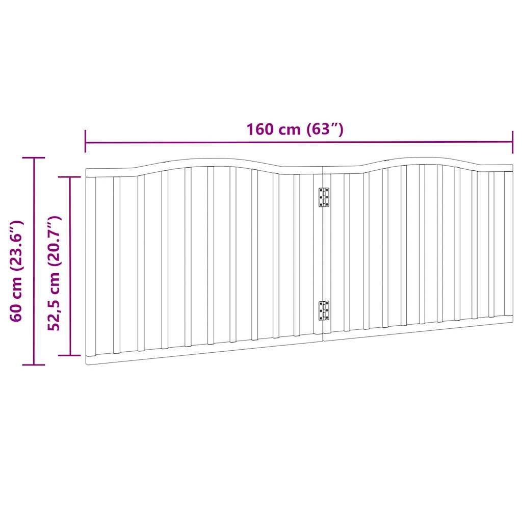 3-tlg. Hundetor Faltbar 150 cm Pappelholz
