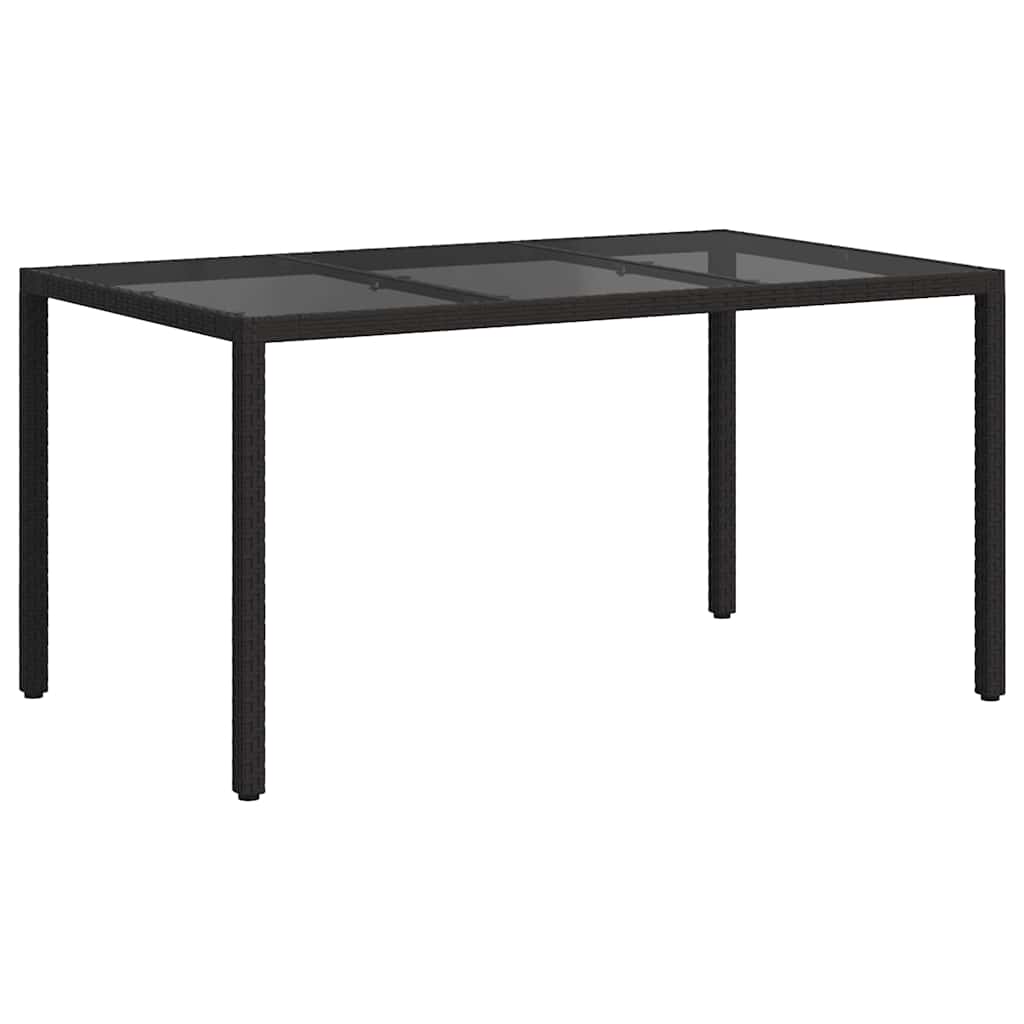 Gartentisch 150x90x75 cm Hartglas und Poly Rattan Grau
