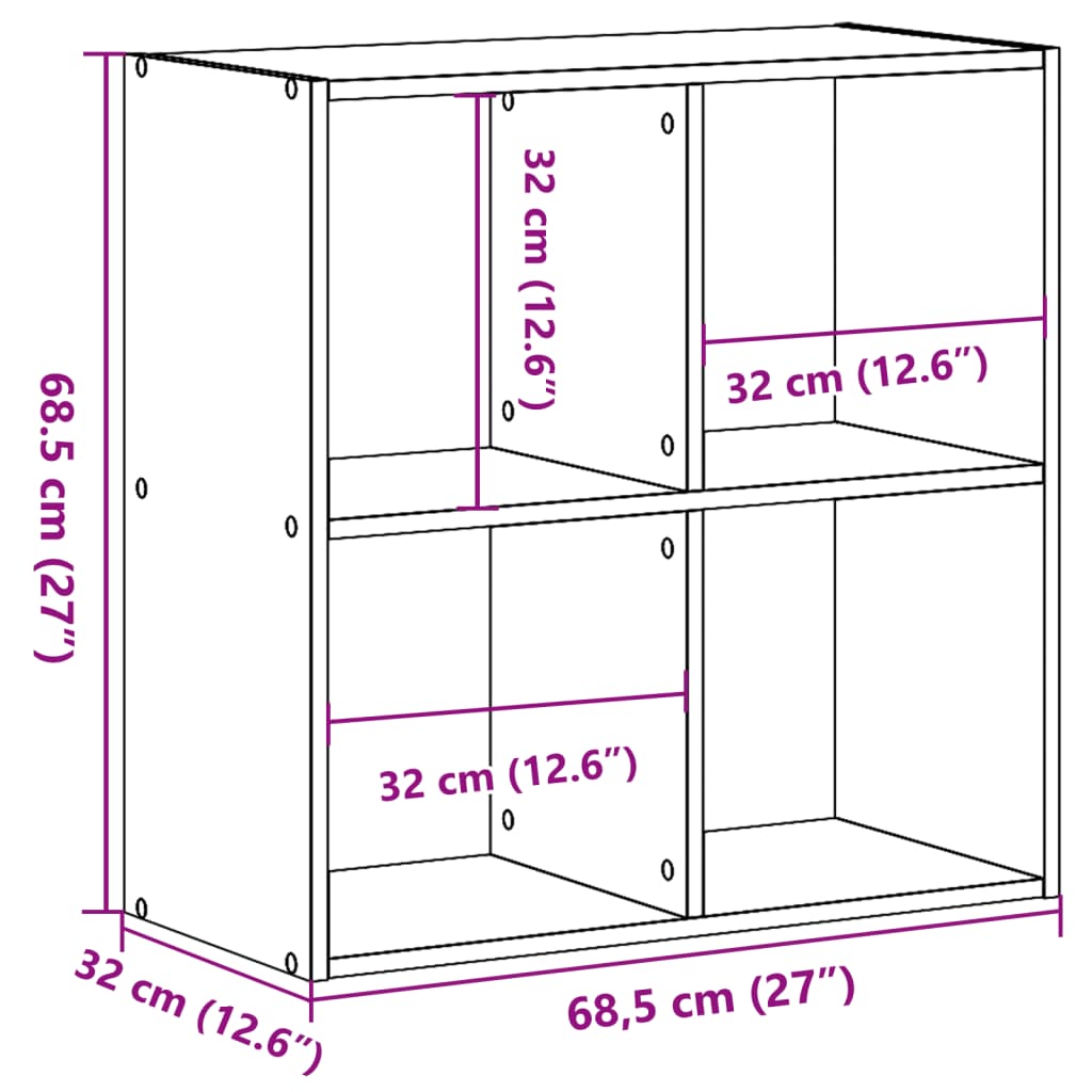 Bücherregal Schwarze Eiche 102 x 32 x 102 cm