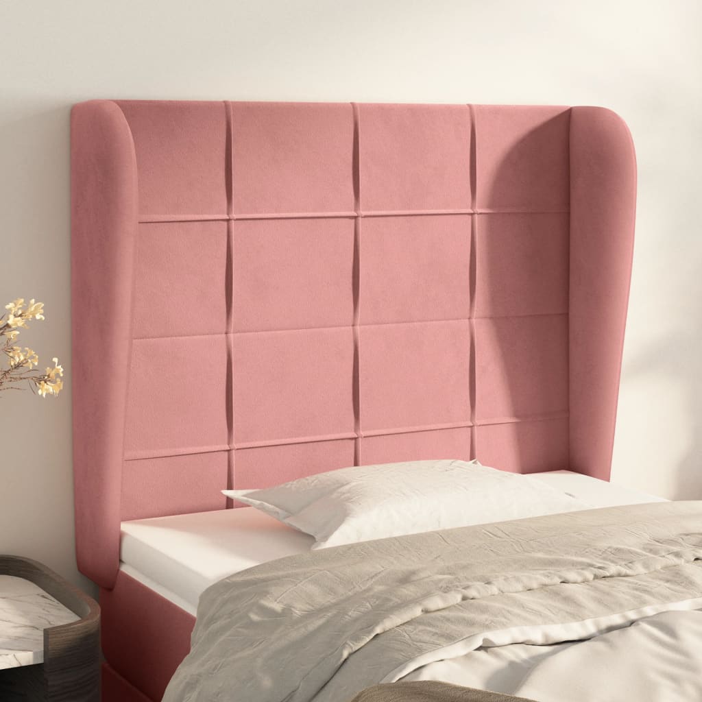 Kopfteil mit Ohren Dunkelblau 93x23x78/88 cm Samt