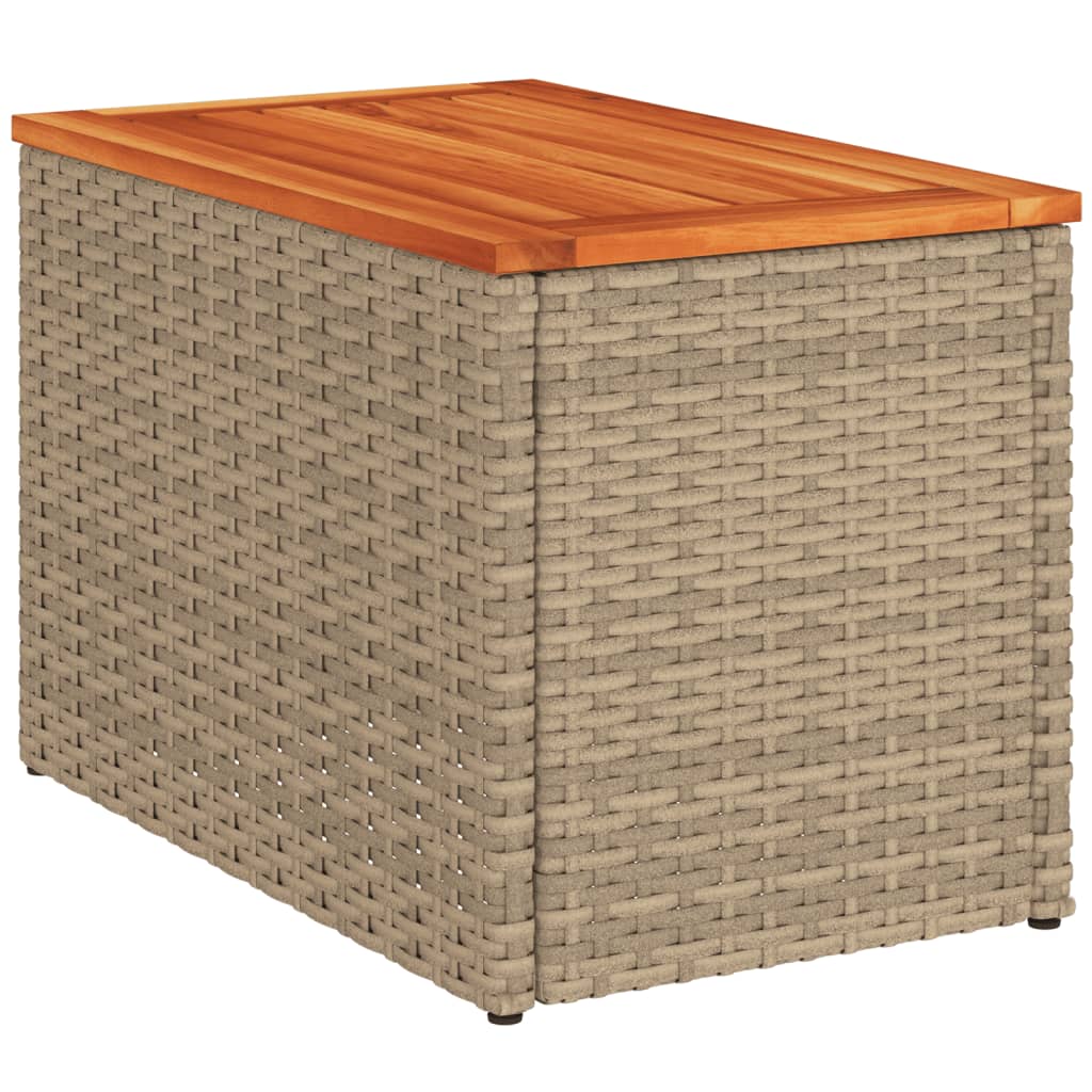 Garten-Beistelltische 2 Stk Schwarz 55x34x37cm Poly Rattan Holz