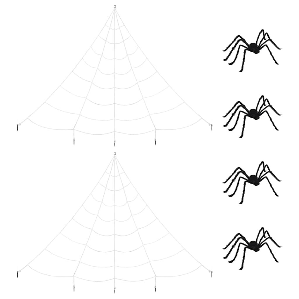 Halloween-Spinnendekoration mit Netzen 2 pcs Schwarz und Weiß