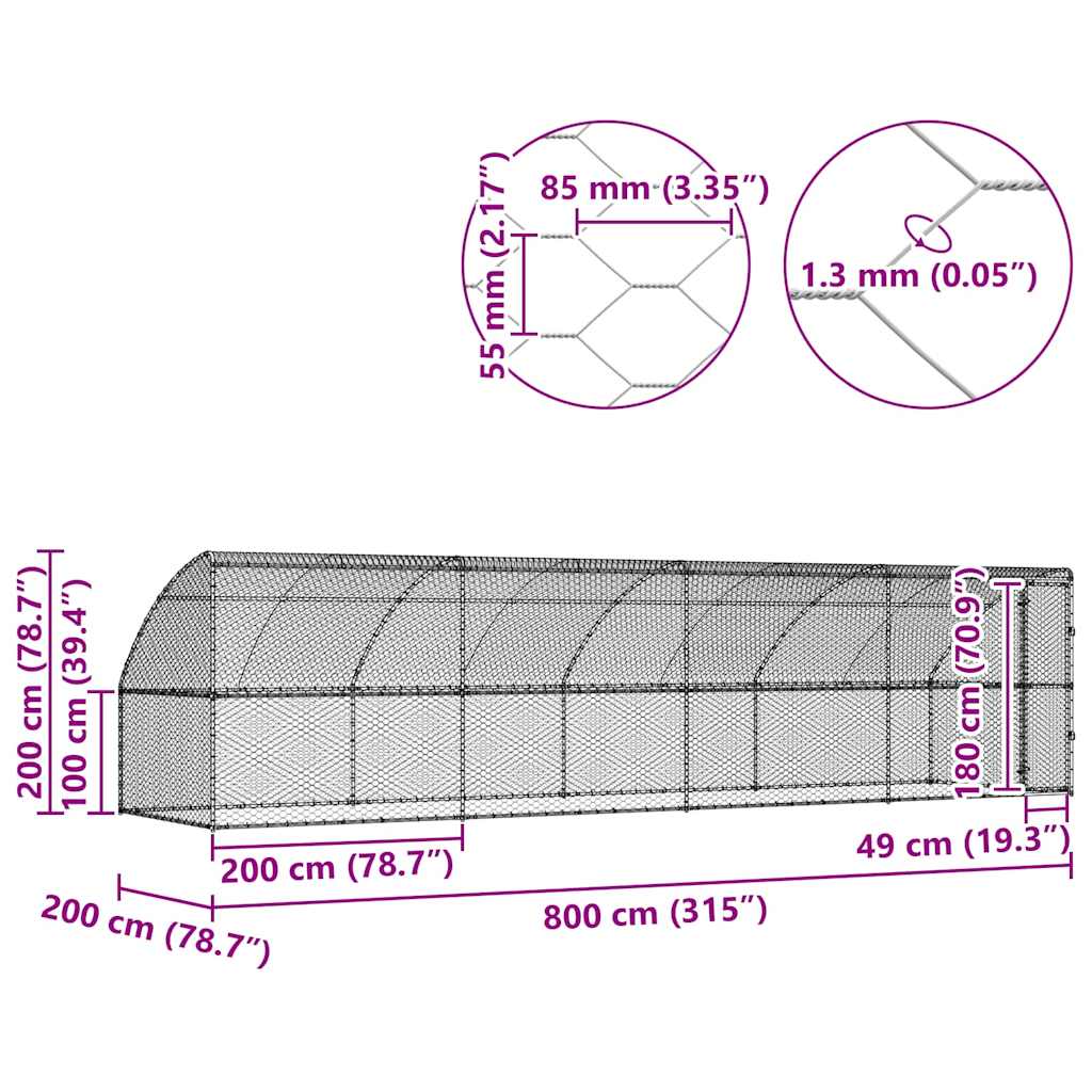 Hundekäfig 2 pcs Silber 4 x 2 x 2 m Verzinkter Stahl