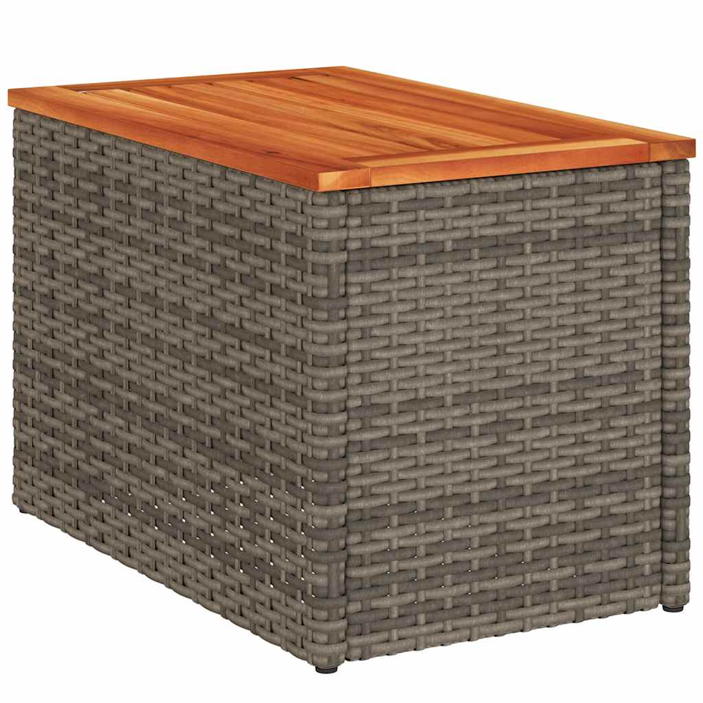 Garten-Beistelltische 2 Stk Schwarz 55x34x37cm Poly Rattan Holz