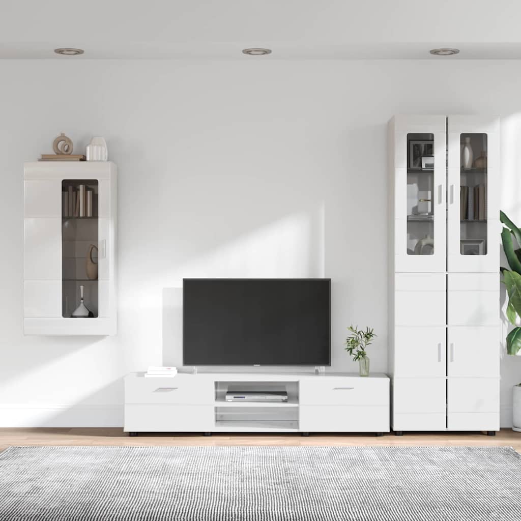 Highboard mit Regal FLORIN Weiß 60 x 35 x 182 cm Holzwerkstoff