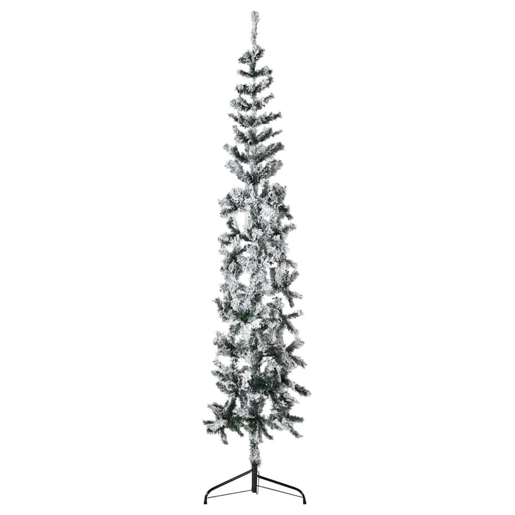 Künstlicher Halb-Weihnachtsbaum mit Ständer Schlank Weiß 180 cm