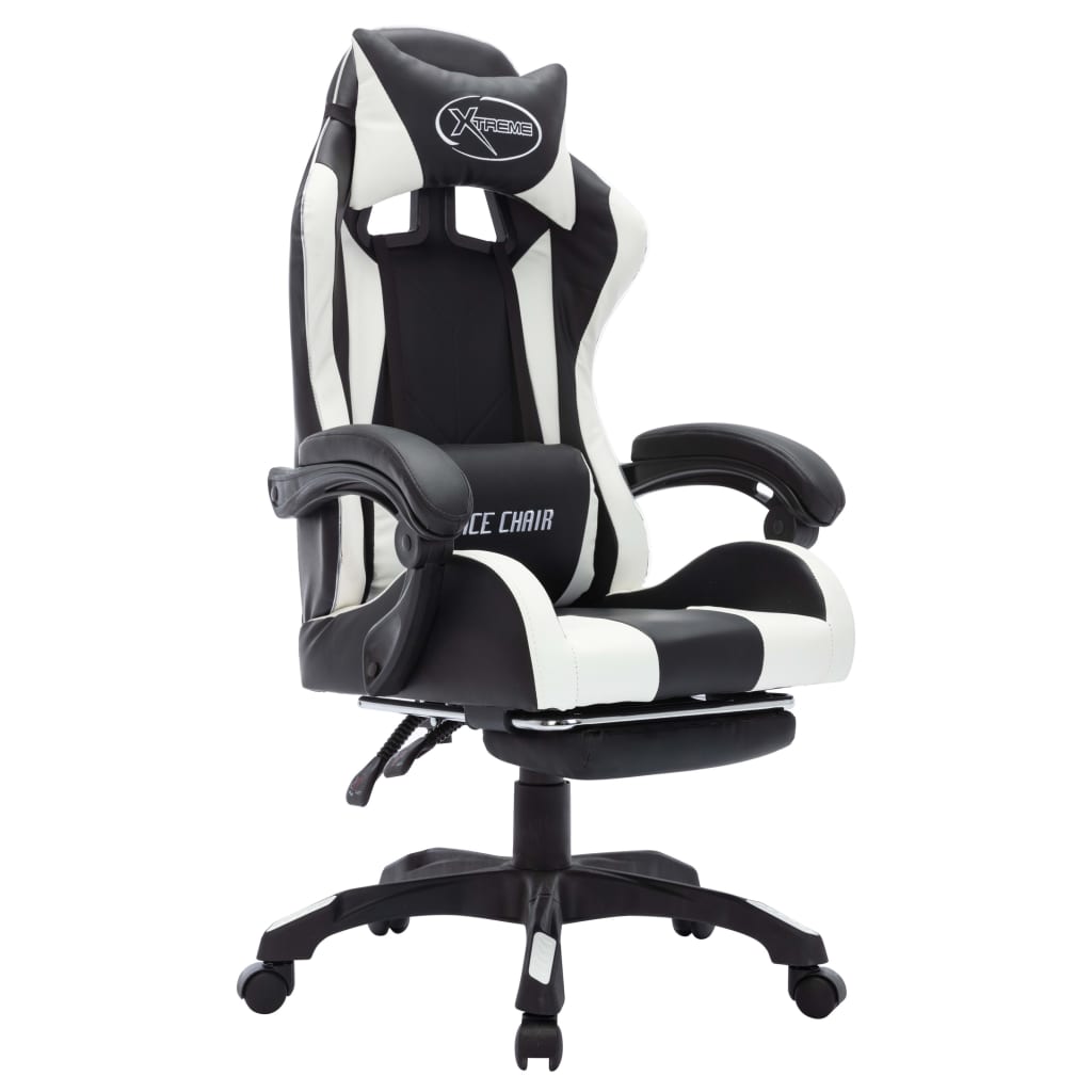 Gaming-Stuhl mit RGB LED-Leuchten Blau und Schwarz Kunstleder