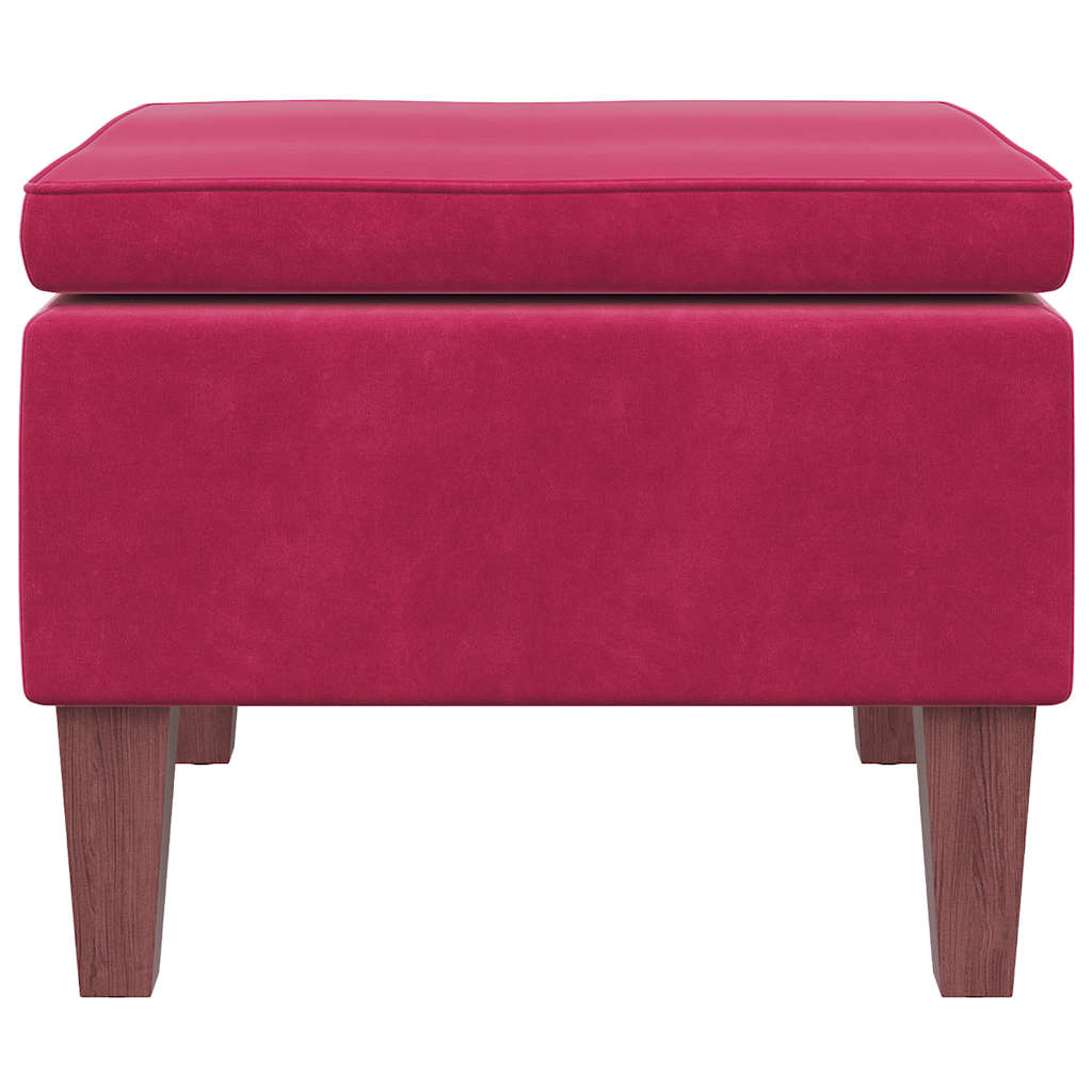 Hocker mit Holzbeinen Dunkelgrau Samt