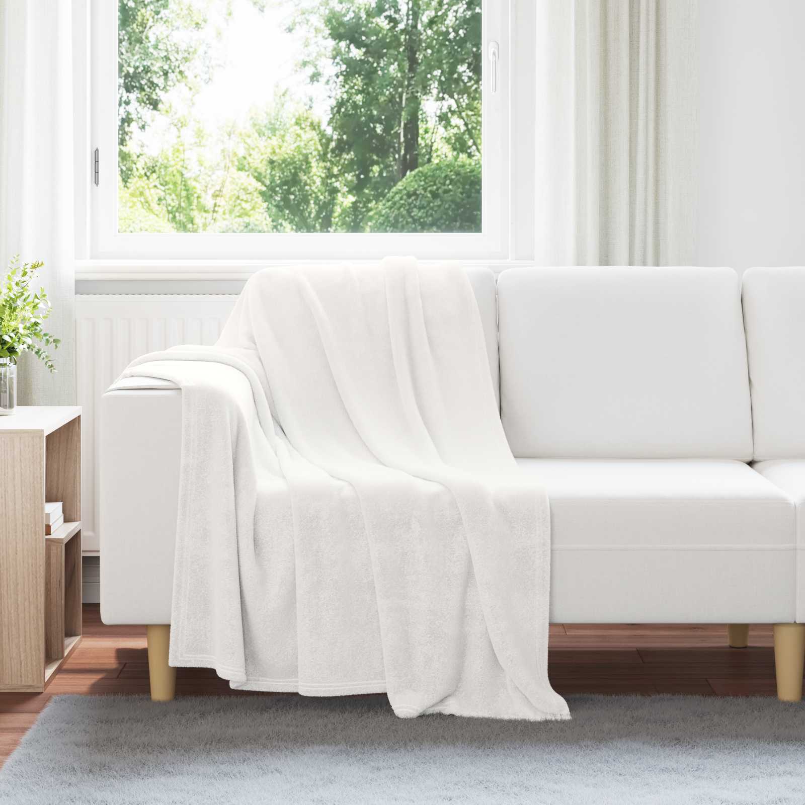 Überwurfdecke Beige 130 x 150 cm Fleece