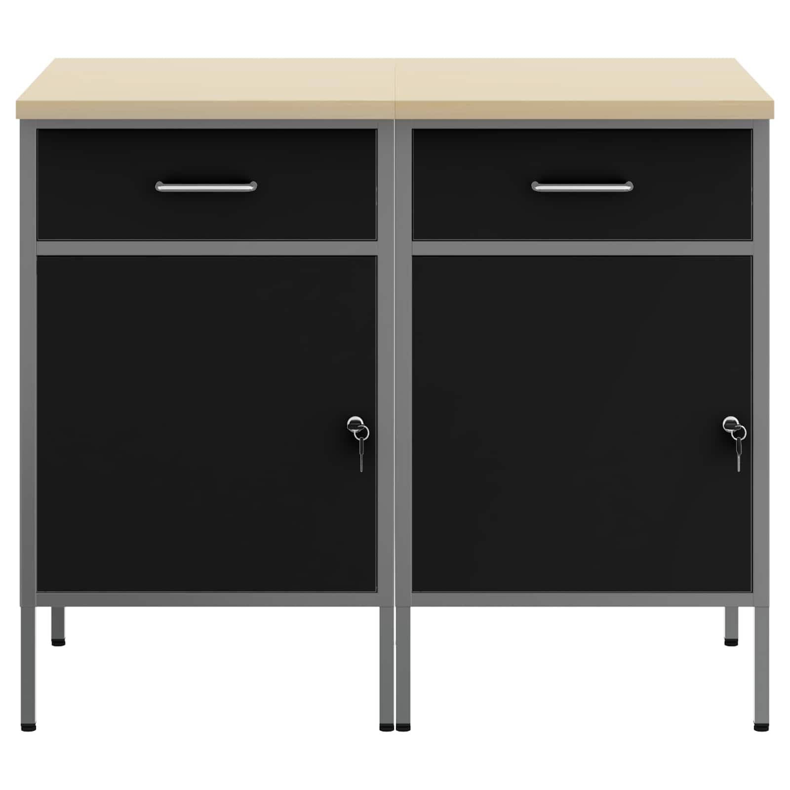 Werkbank mit Schubladen 2 pcs Rot und Grau 100 x 55 x 85 cm