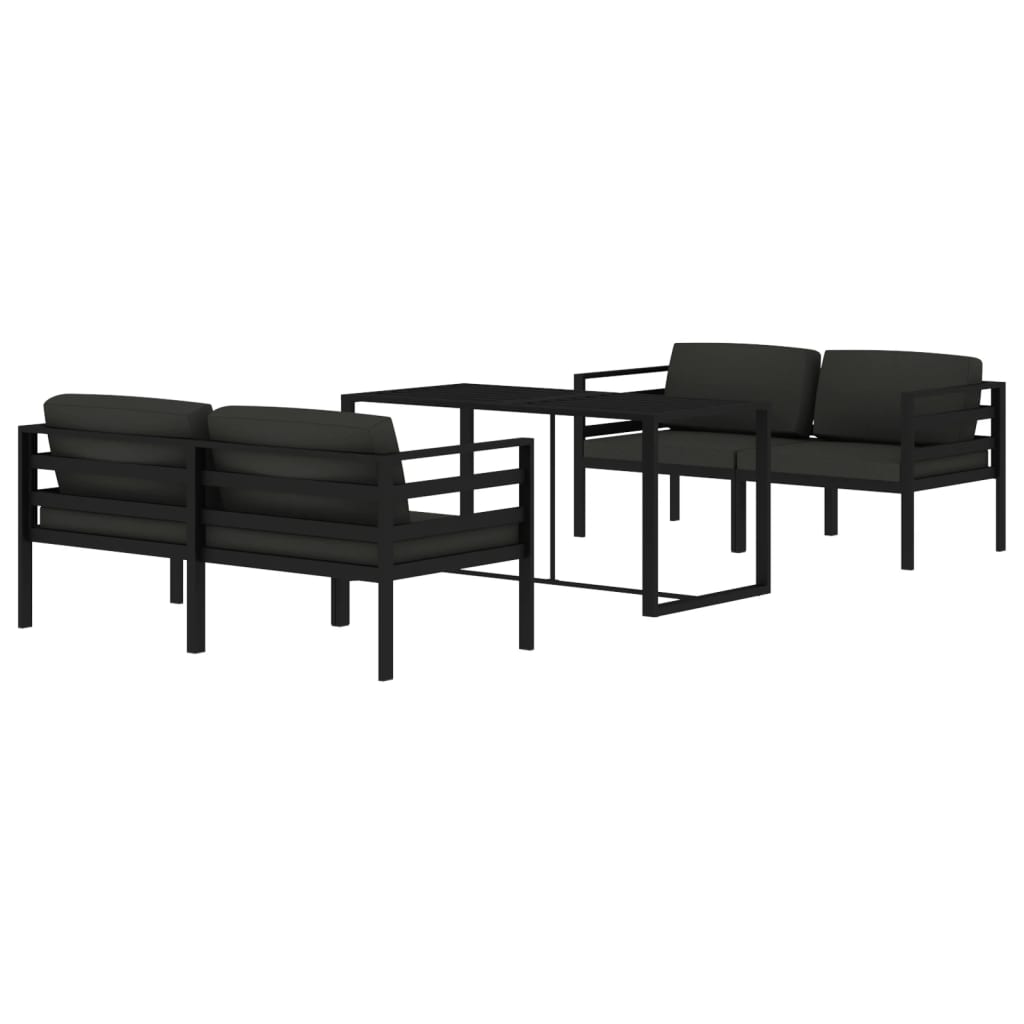 10-tlg. Garten-Lounge-Set mit Kissen Aluminium Anthrazit