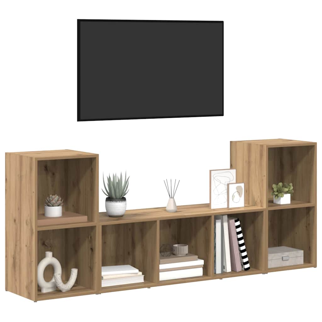 3-tlg. TV-Schrank-Set Weiß Holzwerkstoff
