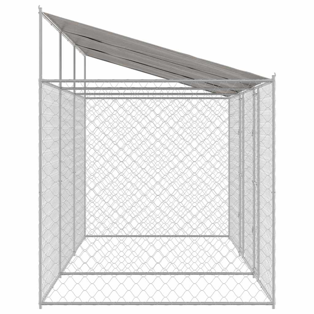 Hundezwinger mit Dach und Tür Grau 2x2x2 m Verzinkter Stahl