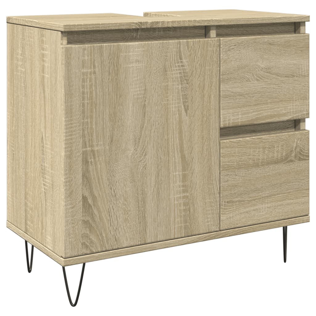 3-tlg. Badmöbel-Set Räuchereiche Holzwerkstoff