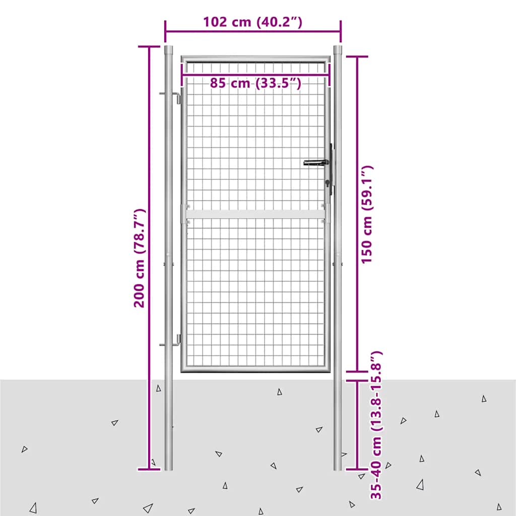 Gartentor verzinkter Stahl 100 x 75 cm Silber