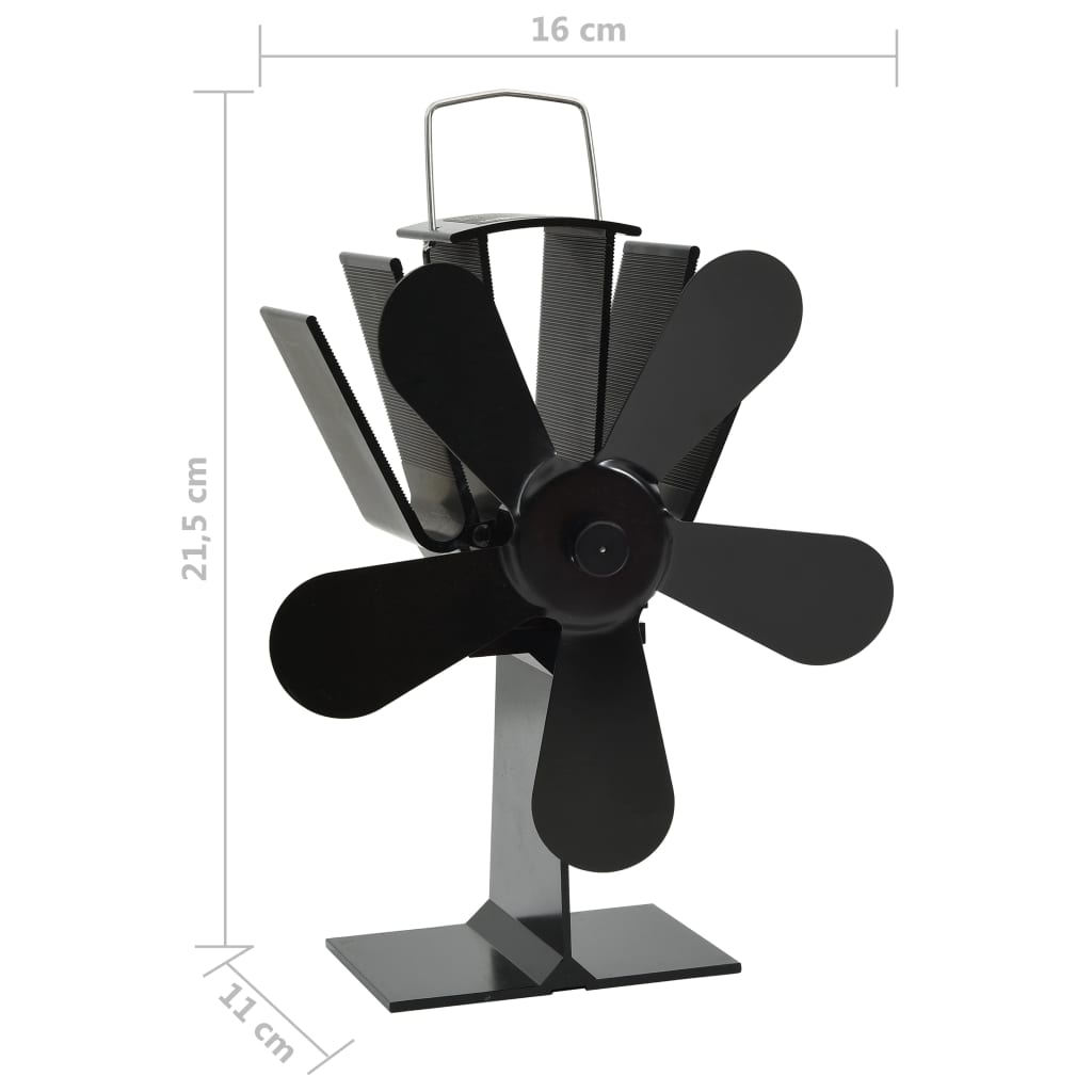 Ofenventilator Wärmebetrieben 2 Blätter Schwarz